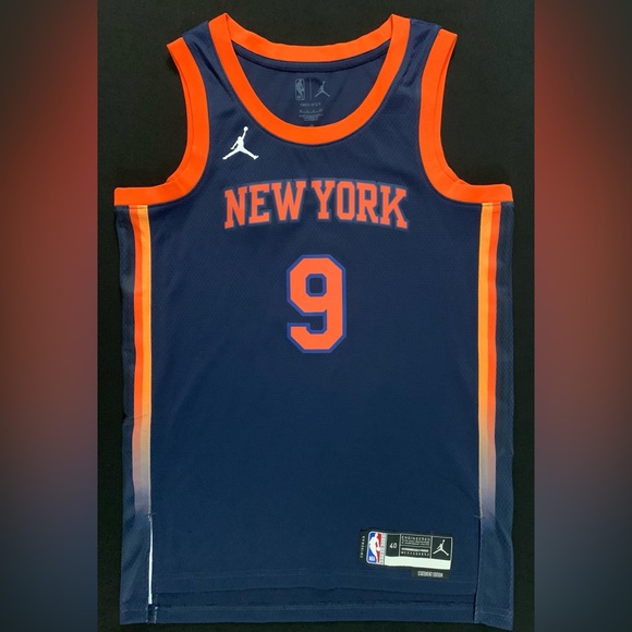 NWT Jordan RJ Barrett New York Knicks #9 Navy Statement Swingman Jersey 40 Men S - Picture 3 of 7